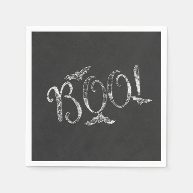 BOO! Halloween Chalkboard Chalk Holiday Party Napkins (Front)