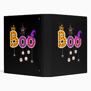 Boo Halloween Costume Spiders Ghosts Pumkin & Witc 3 Ring Binder