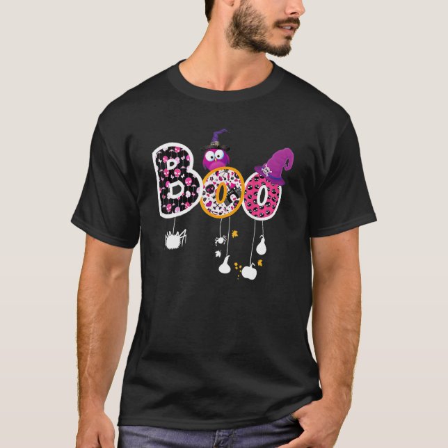 Boo Halloween Costume Spiders Ghosts Pumkin & Witc T-Shirt (Front)