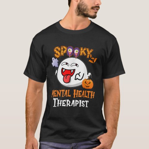 Boo Halloween Costume Spooky Mental Health Therapi T_Shirt
