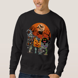 Boo  Halloween Costume With Pumpkin And Zombie Moo Sweatshirt