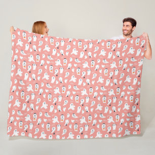 Boo Halloween Cute Ghost Fleece Blanket