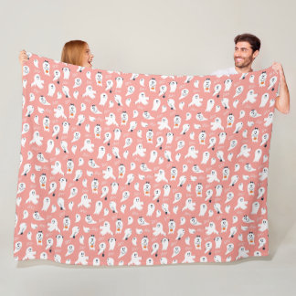Boo Halloween Cute Ghosts Fleece Blanket