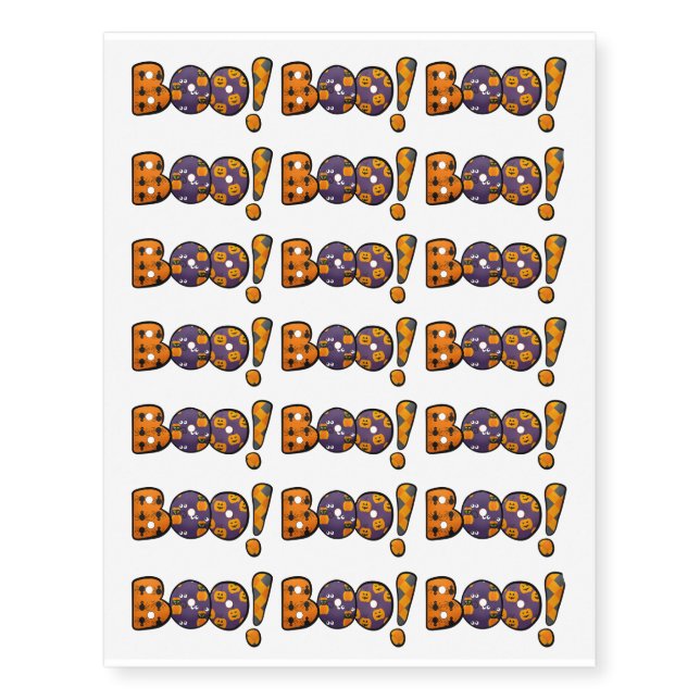 BOO! Halloween Design Temporary Tattoos (Front)