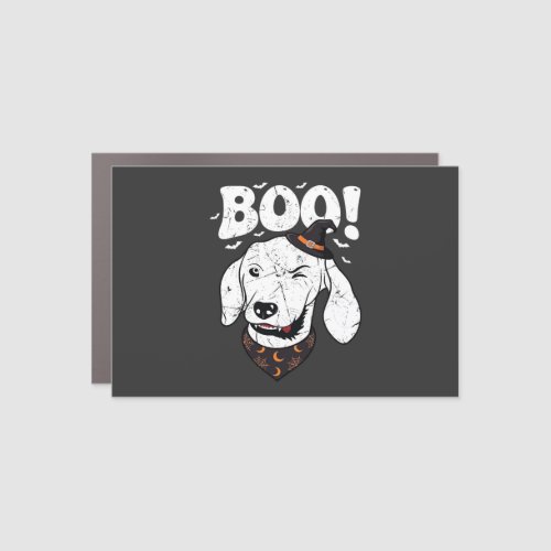 Boo Halloween Dog Witch Hat Bats Car Magnet
