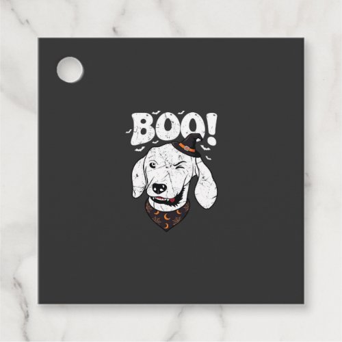 Boo Halloween Dog Witch Hat Bats Favor Tags