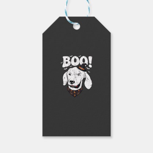 Boo Halloween Dog Witch Hat Bats Gift Tags