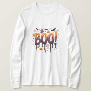 BOO Halloween Dripping Letters with Ghosts, Bats a T-Shirt