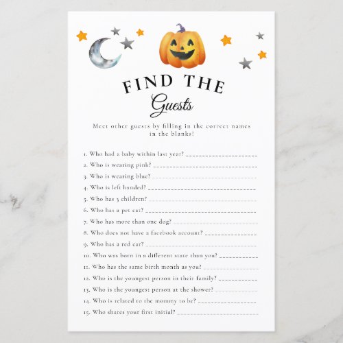 Boo Halloween Find The Guests Baby Shower Game