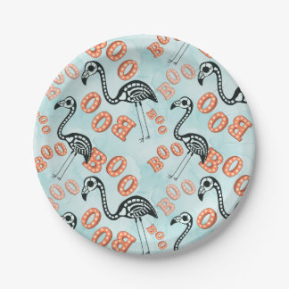 Boo Halloween | Flamingo Skeleton Paper Plates