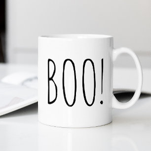 BOO Halloween   Funny Black & White Minimalist Coffee Mug