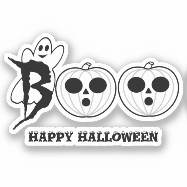 BOO! Halloween Ghost Custom-Cut Vinyl Sticker (Front)