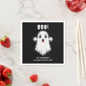 Boo Halloween Ghost Custom Text Black And White Napkins (Insitu)