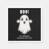 Boo Halloween Ghost Custom Text Black And White Napkins (Front)