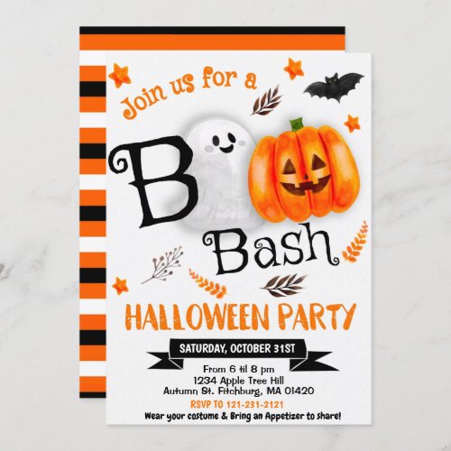 Boo Halloween Ghost Cute Spooktacular Pumpkin Invitation