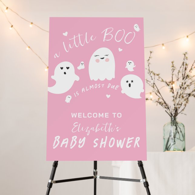 Boo Halloween Ghost Girl Baby Shower Welcome Foam Board (In Situ (Stand))