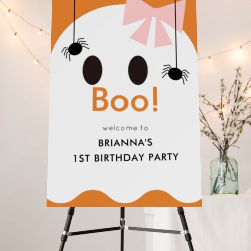 Boo Halloween Ghost Girl Birthday Welcome Foam Board