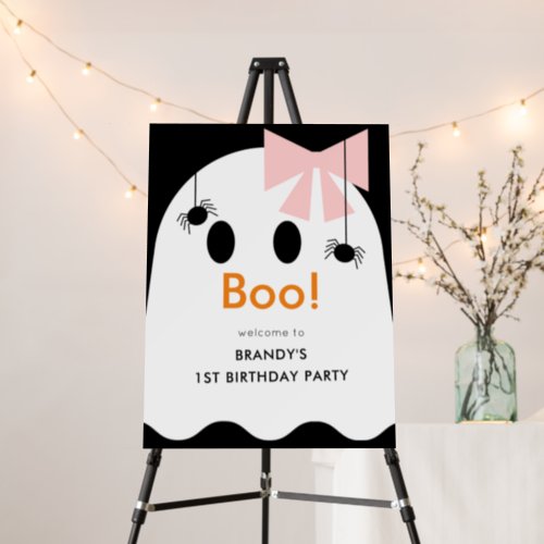 Boo Halloween Ghost Girl Black Birthday Welcome Foam Board