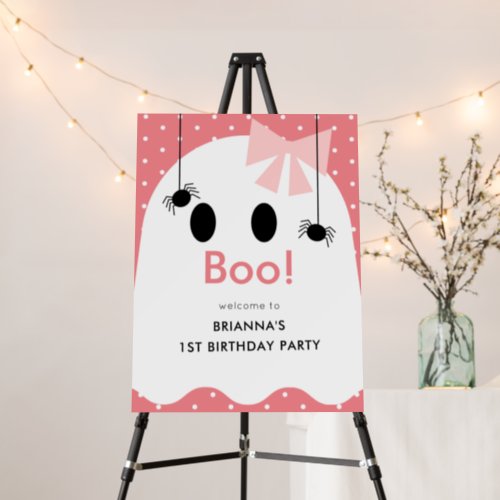 Boo Halloween Ghost Girl Pink Birthday Welcome Foam Board