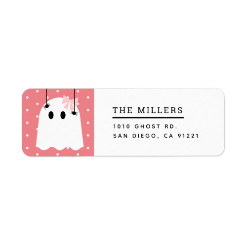 Boo Halloween Ghost GIrl Ribbon Pink Address Label