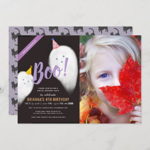 Boo! Halloween Ghost Photo Virtual Birthday Invitation