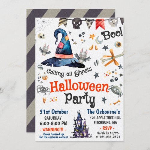 Boo Halloween Ghost Spooky Haunted House Cute Invitation