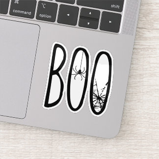 BOO Halloween Ghost Themed Spider Web Vinyl Sticker
