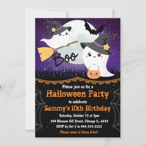 Boo Halloween Ghosts Birthday Party Invitation