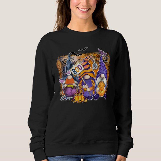 Boo Halloween Gnomes Pumpkin Fall Halloween Vibes Sweatshirt (Front)