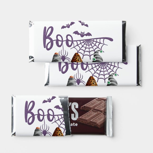 Boo Halloween Gnomes Purple Glitter Hershey Bar Favors (Front)