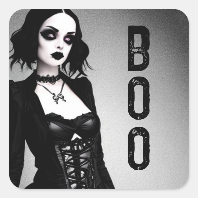Boo Halloween Gothic Lady  Square Sticker (Front)