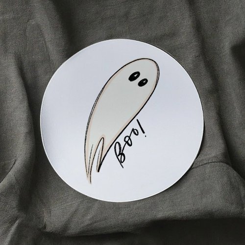 Boo Halloween Illustrated Ghost Classic Round Sticker