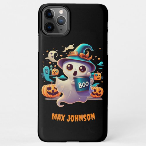Boo Halloween _ Monster Mash Orange Black iPhone 11Pro Max Case