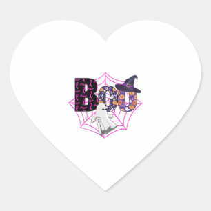 Boo Halloween October Pink Heart Sticker