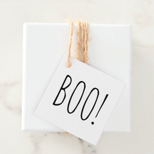 Boo Halloween party Black and white simple cute Favor Tags