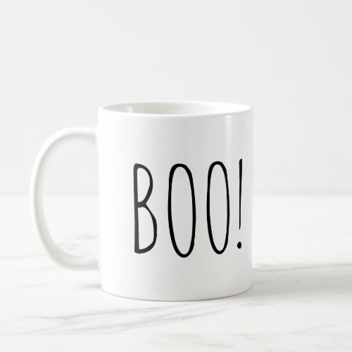 Boo Halloween party Black and white typography Coffee Mug