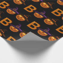 Boo Halloween Pumpkin Illustration Wrapping Paper