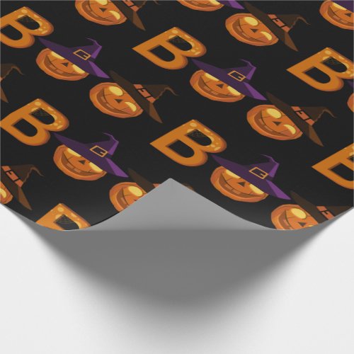 Boo Halloween Pumpkin Illustration  Wrapping Paper