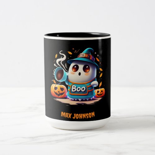 Boo Halloween _ Pumpkin Patch Orange Black Two_Tone Coffee Mug
