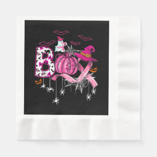 Boo Halloween Pumpkin Pink Ribbon Witch Breast Can Napkins
