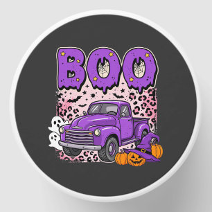 Boo Halloween Purple Truck Ghost and Pumpkins Desi Mini Candle Favors