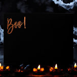 Boo! Halloween Return Address Printed on Back Envelope<br><div class="desc">Boo! Halloween Black and Orange Foil Halloween Envelope. The Boo! Halloween envelope uses the popular faux orange foil typography. This envelope contains a return address on the back.</div>