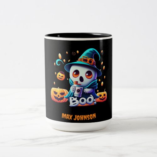 Boo Halloween _ Scary Good Times Orange Black Two_Tone Coffee Mug