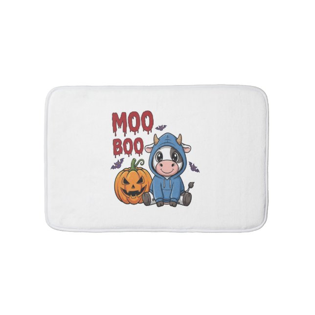 Boo Halloween Spooky Ghost Cow Bath Mat (Front)