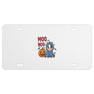 Boo Halloween Spooky Ghost Cow License Plate
