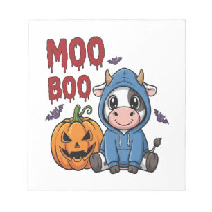 Boo Halloween Spooky Ghost Cow Notepad