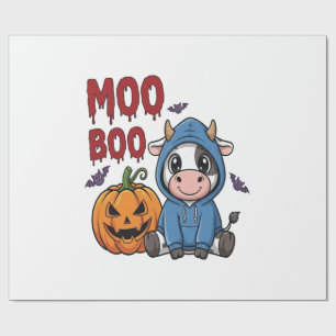 Boo Halloween Spooky Ghost Cow Wrapping Paper