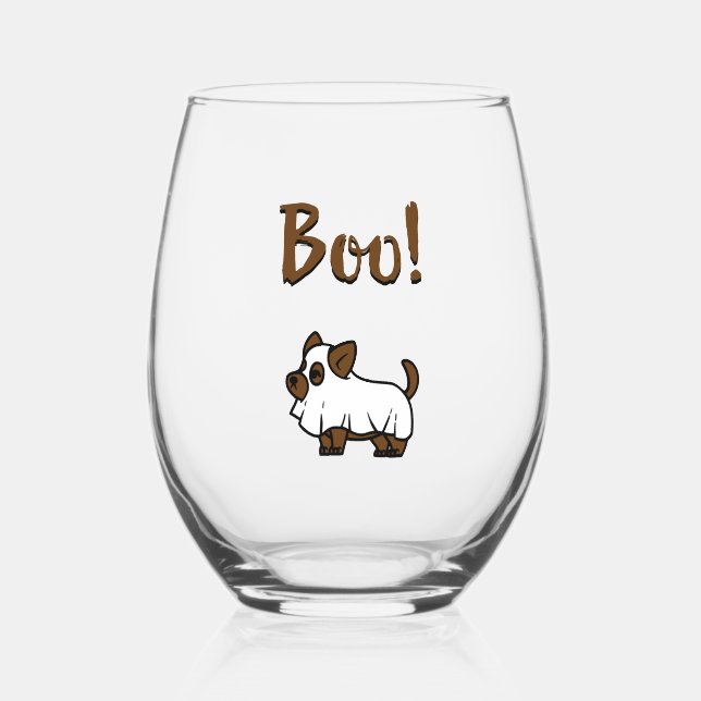Boo Halloween                Stemless Wine Glass (Front)