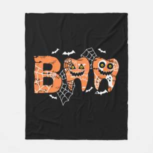 Boo Halloween Tooth Teeth Fleece Blanket