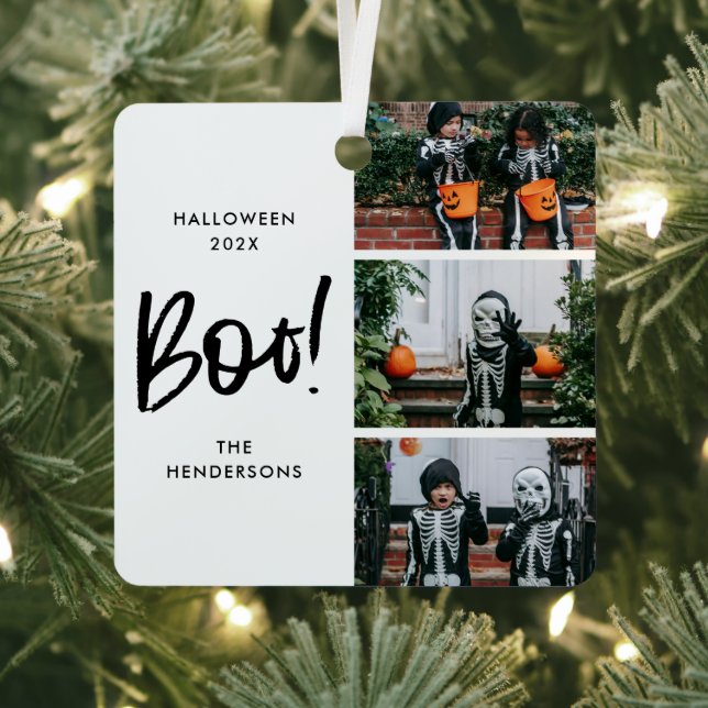 Boo Halloween Tree 3 Photo  Metal Ornament (Insitu)